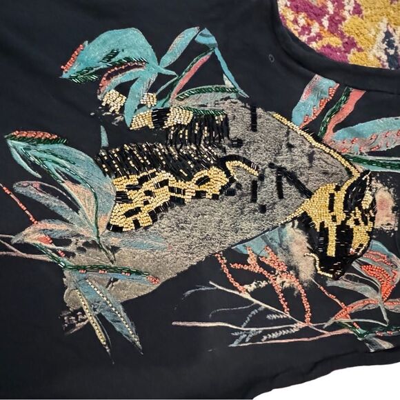 NWOT Free People Jungle Bay split side embroidered beaded tunic XS sleeveless - Picture 10 of 14